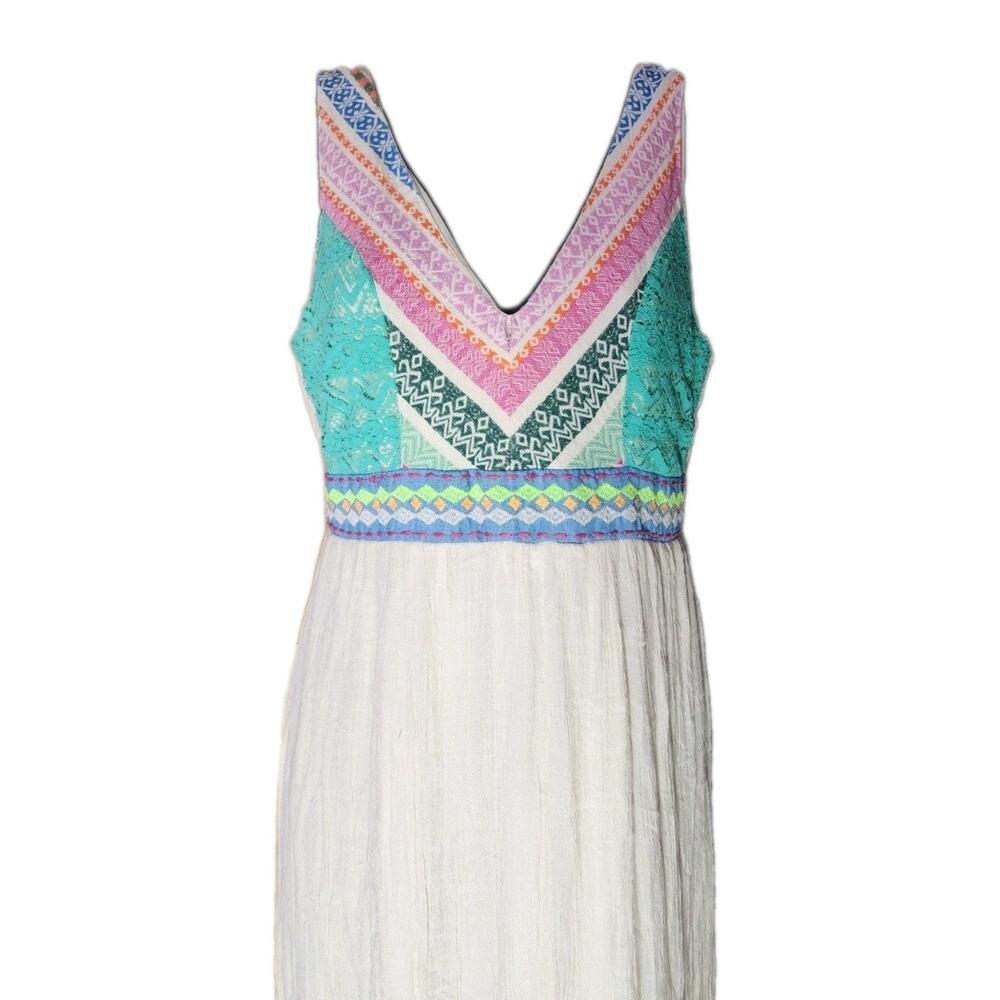 C&V Charles Violet Maxi Dress SM Open Back Patchwork Embroidered Boho Y2k